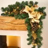 Pre-Lit Decorated Arch Garland, Cream/Gold, 3 Ft