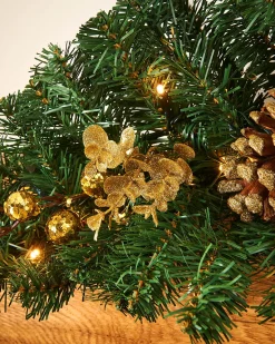 Pre-Lit Decorated Arch Garland, Cream/Gold, 3 Ft