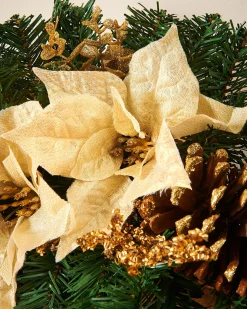 Pre-Lit Decorated Arch Garland, Cream/Gold, 3 Ft