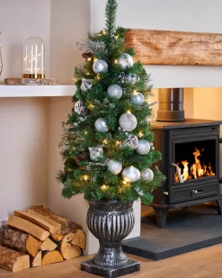 Pre-Lit Decorated Christmas Tree, 4 Ft