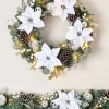 Pre-Lit Decorated Frosted Wreath, White/Silver, 60 Cm