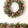 Pre-Lit Decorated Frosted Wreath, 60 Cm