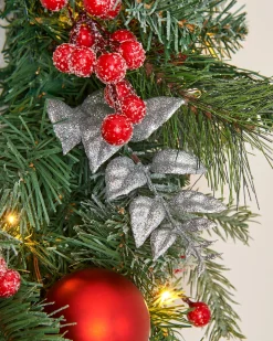 Pre-Lit Decorated Frosted Wreath, 60 Cm