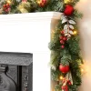 Pre-Lit Decorated Frosted Garland, 9ft