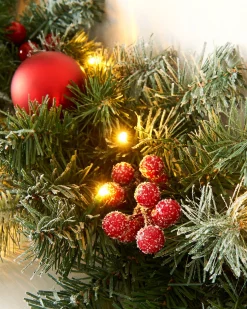 Pre-Lit Decorated Frosted Garland, 9ft