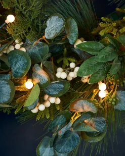Pre-Lit Decorated Garland, Berries & Eucalyptuses, 9 Ft