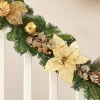 Pre-Lit Decorated Garland, Cream/Gold, 9 Ft