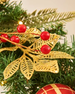 Pre-Lit Decorated Garland, Red/Gold, 9 Ft