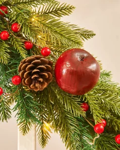 Pre-Lit Decorated Garland, Apples & Cinnamon Sticks, 9 Ft