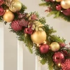 Pre-Lit Decorated Garland, Burgundy/Gold, 9 Ft