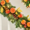 Pre-Lit Decorated Garland, Apples & Peaches, 9 Ft