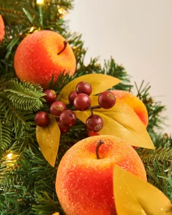 Pre-Lit Decorated Garland, Apples & Peaches, 9 Ft