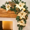Pre-Lit Decorated Garland Arch, Cream/Gold, 3 Ft