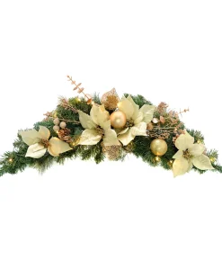 Pre-Lit Decorated Garland Arch, Cream/Gold, 3 Ft