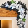 Pre-Lit Decorated Garland Arch, Black/Silver, 3 Ft