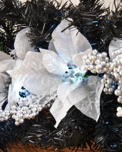 Pre-Lit Decorated Garland Arch, Black/Silver, 3 Ft