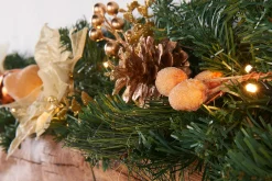Pre-Lit Decorated Garland, Copper/Gold, 9 Ft