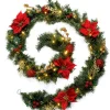 Pre-Lit Decorated Garland, Red/Gold, 9 Ft