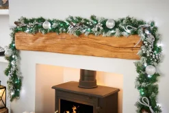 Pre-Lit Decorated Garland, Silver Ice, 9 Ft