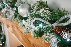 Pre-Lit Decorated Garland, Silver Ice, 9 Ft