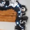 Pre-Lit Decorated Garland, Black/Silver, 9 Ft