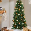 Pre-Lit Decorated Pop-Up Christmas Tree, Silver & Gold, 6 Ft