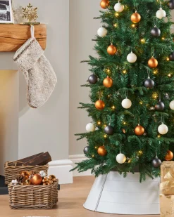 Pre-Lit Decorated Pop-Up Christmas Tree, Silver & Gold, 6 Ft
