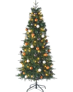 Pre-Lit Decorated Pop-Up Christmas Tree, Silver & Gold, 6 Ft