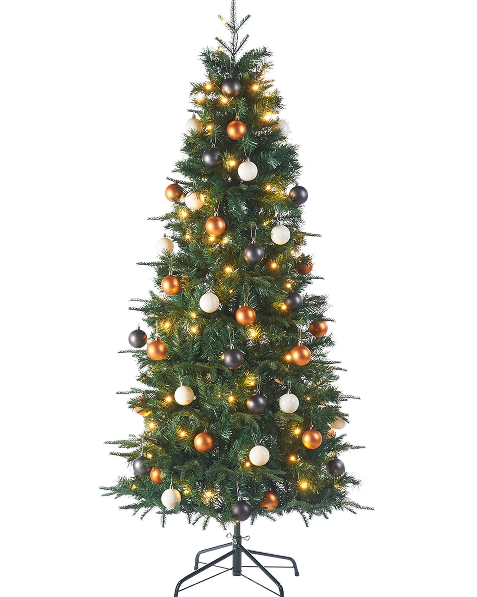 Pre-Lit Decorated Pop-Up Christmas Tree, Silver & Gold, 6 Ft