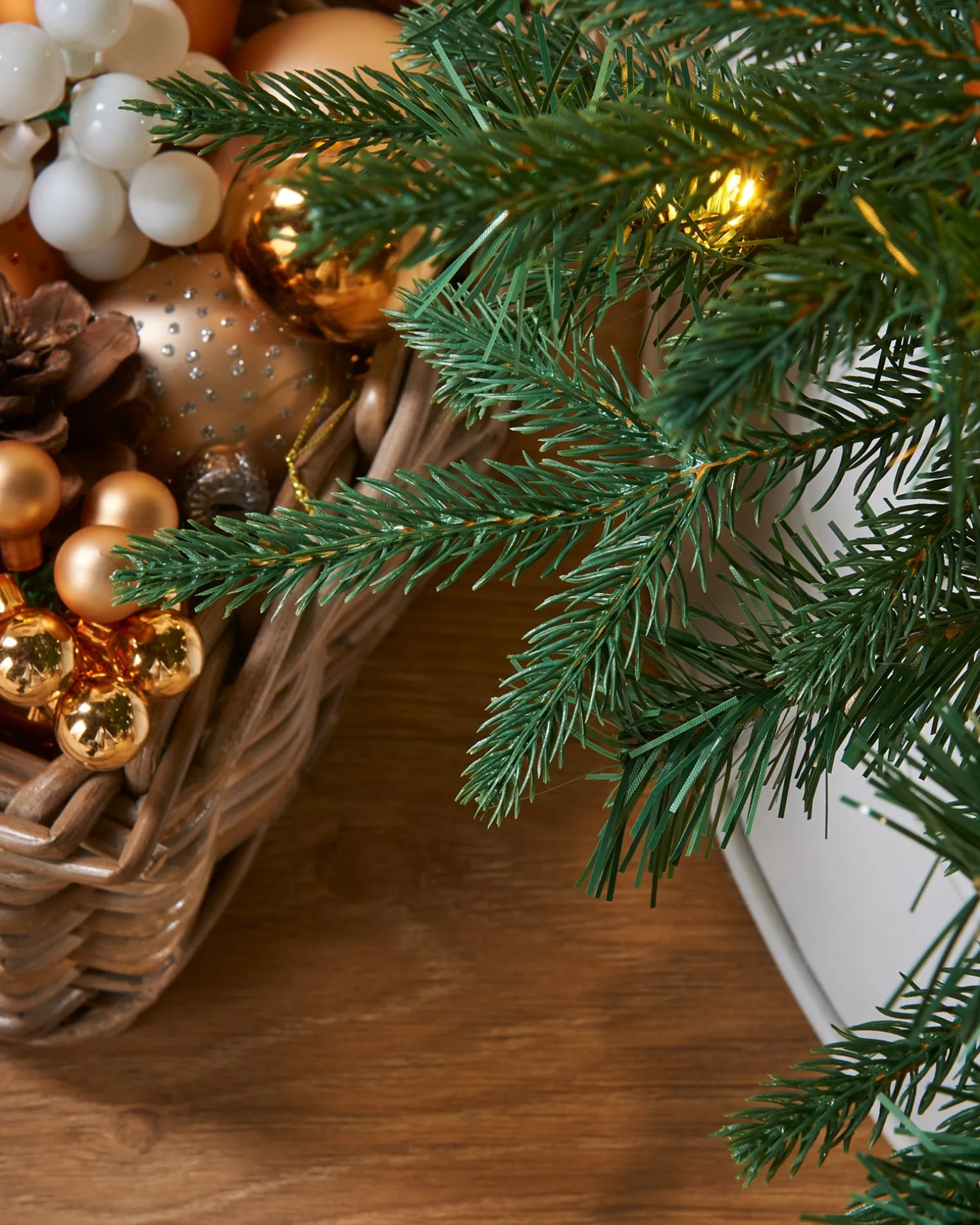 Pre-Lit Decorated Pop-Up Christmas Tree, Silver & Gold, 6 Ft