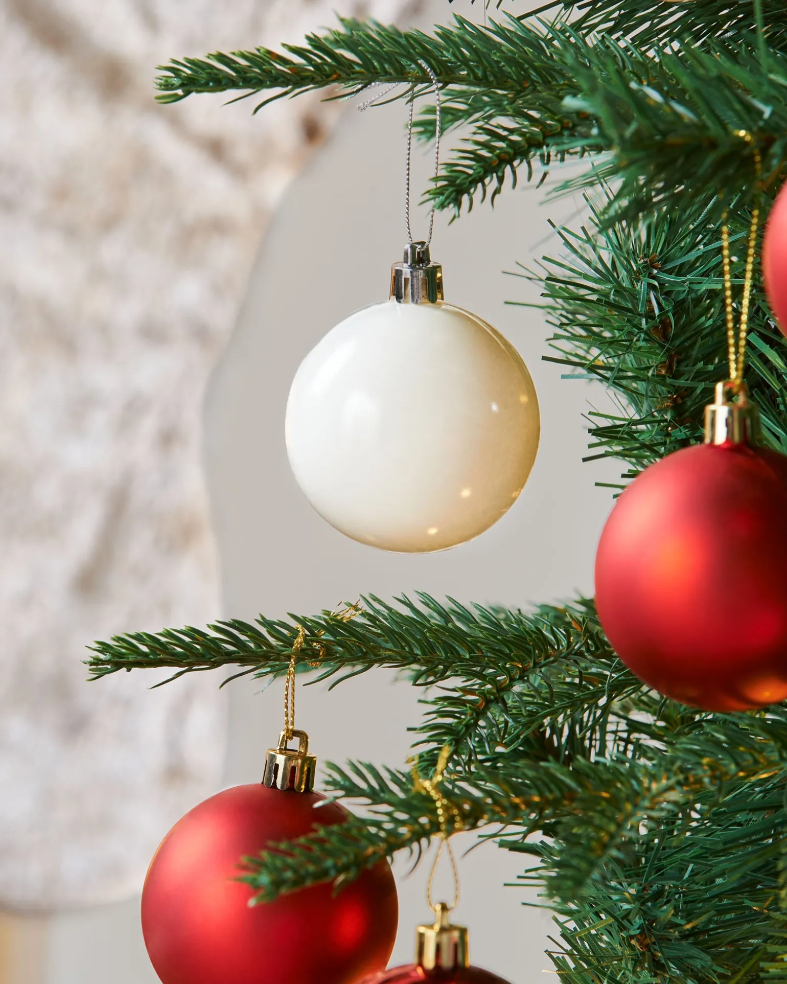 Pre-Lit Decorated Pop-Up Christmas Tree, Red & White, 6 Ft