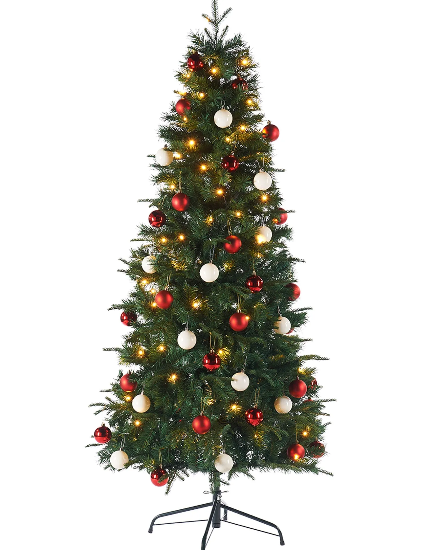Pre-Lit Decorated Pop-Up Christmas Tree, Red & White, 6 Ft