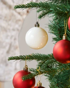 Pre-Lit Decorated Pop-Up Christmas Tree, Red & White, 6 Ft