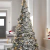 Pre-Lit Decorated Pop-Up Snow Flocked Christmas Tree, 6 Ft