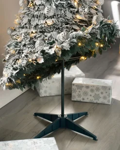 Pre-Lit Decorated Pop-Up Snow Flocked Christmas Tree, 6 Ft