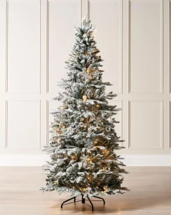 Pre-Lit Decorated Snow Flocked Pop-Up Christmas Tree, 6 Ft