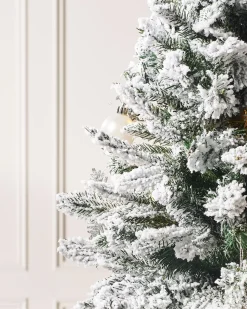 Pre-Lit Decorated Snow Flocked Pop-Up Christmas Tree, 6 Ft