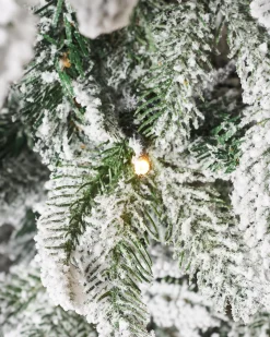 Pre-Lit Decorated Snow Flocked Pop-Up Christmas Tree, 6 Ft