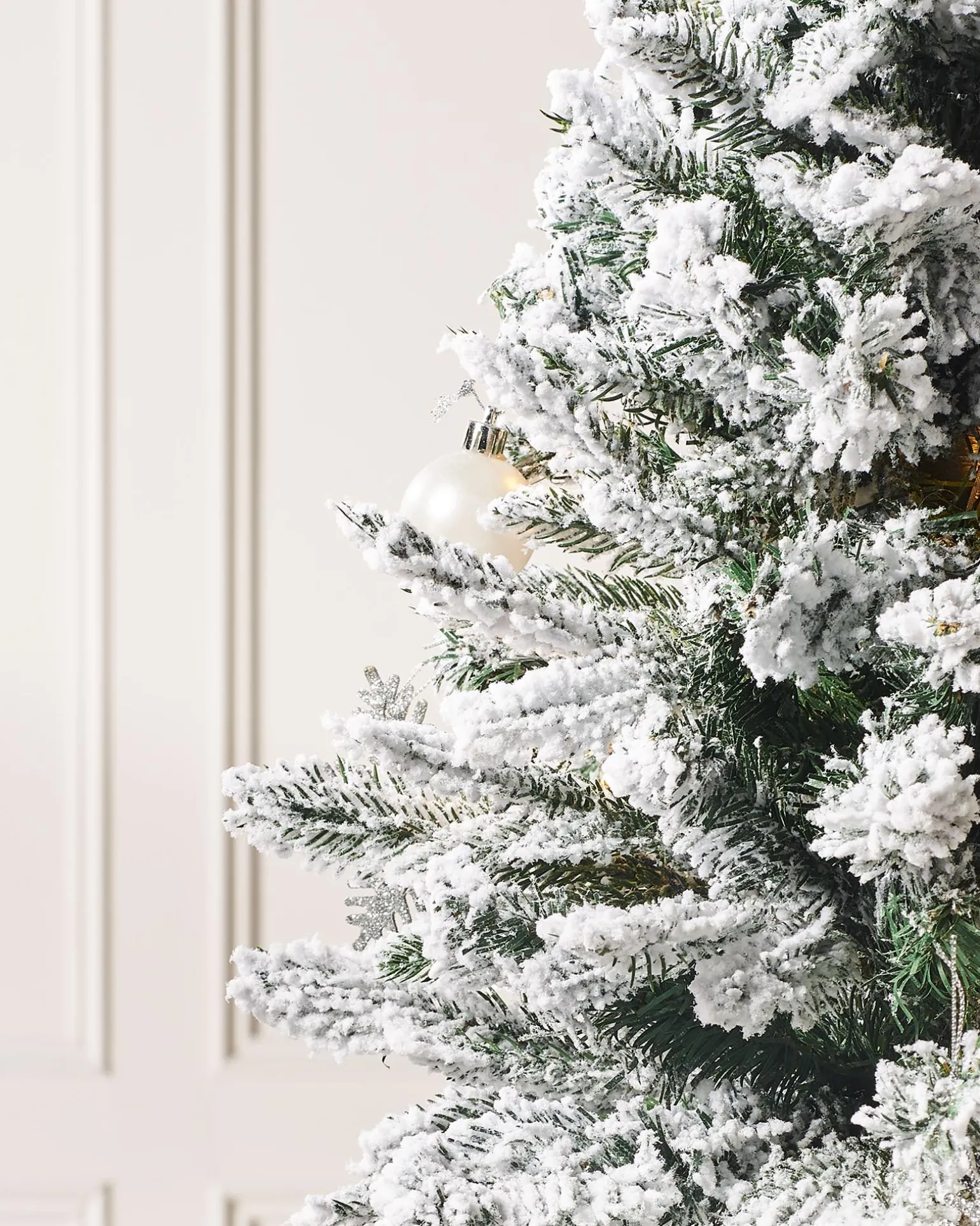 Pre-Lit Decorated Snow Flocked Pop-Up Christmas Tree, 6 Ft