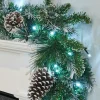 Pre-Lit Decorated Snow Flocked Garland, Pinecones, 9 Ft