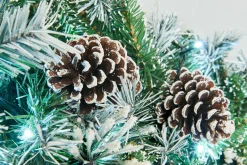 Pre-Lit Decorated Snow Flocked Garland, Pinecones, 9 Ft