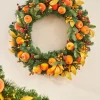 Pre-Lit Decorated Wreath, Apples & Peaches, 76 Cm