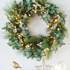Pre-Lit Decorated Wreath, Berries & Eucalyptuses, 76 Cm