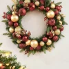 Pre-Lit Decorated Wreath, Burgundy/Gold, 76 Cm