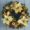 Pre-Lit Decorated Wreath, Copper/Gold, 60 Cm