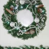 Pre-Lit Decorated Wreath, Silver Ice, 60 Cm