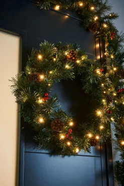 Pre-Lit Decorative Christmas Trees, Wreath & Garland Bundle