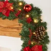Pre-Lit Extra Thick Decorated Garland, Red/Gold, 9 Ft