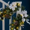 Pre-Lit Extra Thick Decorated Garland, Silver/White, 9 Ft