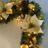 Pre-Lit Extra Thick Garland, Static, Cream/Gold, 9 Ft